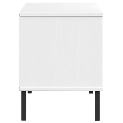 Kenkäteline metallijaloilla valkoinen 106x35x45 cm täyspuu OSLO