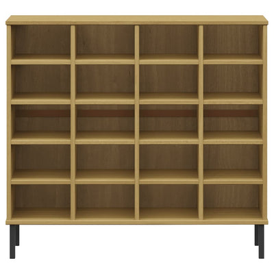 Kenkäteline metallijaloilla ruskea 95x35x86 cm täyspuu OSLO