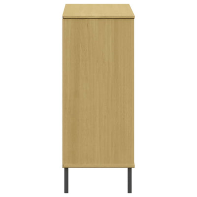 Kenkäteline metallijaloilla ruskea 95x35x86 cm täyspuu OSLO