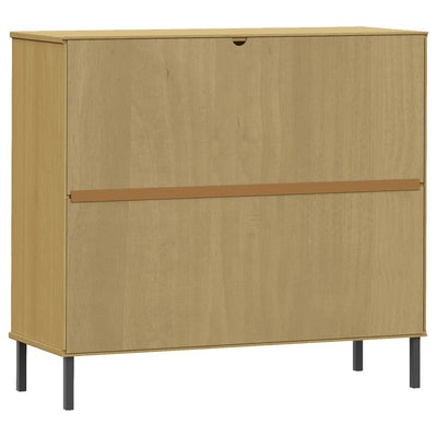 Kenkäteline metallijaloilla ruskea 95x35x86 cm täyspuu OSLO
