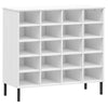 Kenkäteline metallijaloilla valkoinen 95x35x86 cm täyspuu OSLO