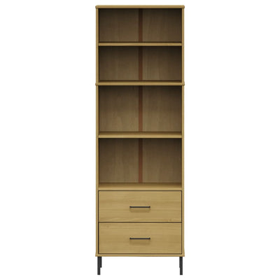 Kirjahylly 2 laatikolla ruskea 60x35x180 cm täyspuu OSLO