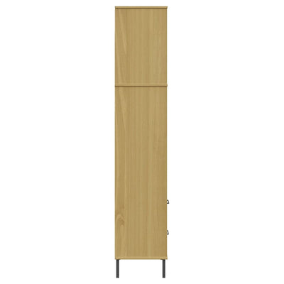 Kirjahylly 2 laatikolla ruskea 60x35x180 cm täyspuu OSLO