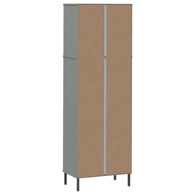 Kirjahylly 2 laatikolla harmaa 60x35x180 cm täyspuu OSLO