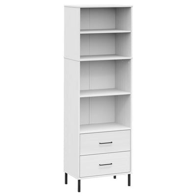 Kirjahylly 2 laatikolla valkoinen 60x35x180 cm täyspuu OSLO