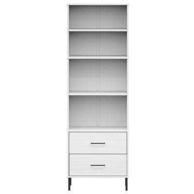 Kirjahylly 2 laatikolla valkoinen 60x35x180 cm täyspuu OSLO