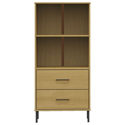 Kirjahylly 2 laatikolla ruskea 60x35x128,5 cm täyspuu OSLO