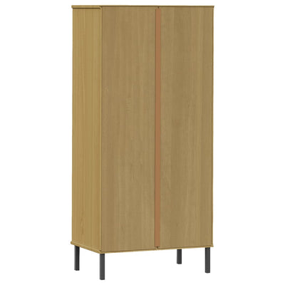 Kirjahylly 2 laatikolla ruskea 60x35x128,5 cm täyspuu OSLO