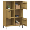 Kirjakaappi metallijaloilla ruskea 90x35x128,5 cm täyspuu OSLO
