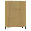 Kirjakaappi metallijaloilla ruskea 90x35x128,5 cm täyspuu OSLO