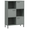 Kirjakaappi metallijaloilla harmaa 90x35x128,5 cm täyspuu OSLO