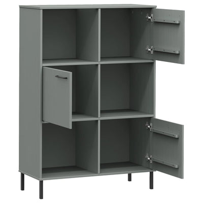 Kirjakaappi metallijaloilla harmaa 90x35x128,5 cm täyspuu OSLO