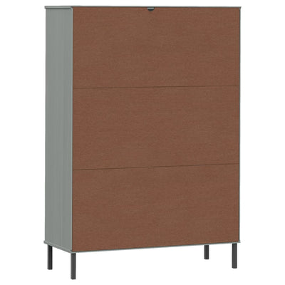 Kirjakaappi metallijaloilla harmaa 90x35x128,5 cm täyspuu OSLO