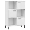 Kirjakaappi metallijaloilla valk. 90x35x128,5 cm täyspuu OSLO