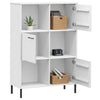 Kirjakaappi metallijaloilla valk. 90x35x128,5 cm täyspuu OSLO