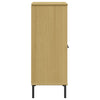 Kirjakaappi metallijaloilla ruskea 90x35x90,5 cm täyspuu OSLO