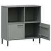 Kirjakaappi metallijaloilla harmaa 90x35x90,5 cm täyspuu OSLO