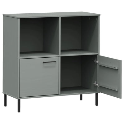 Kirjakaappi metallijaloilla harmaa 90x35x90,5 cm täyspuu OSLO