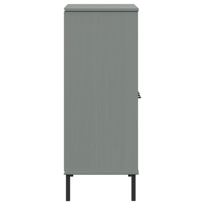 Kirjakaappi metallijaloilla harmaa 90x35x90,5 cm täyspuu OSLO