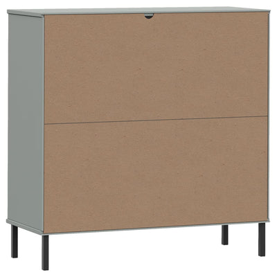 Kirjakaappi metallijaloilla harmaa 90x35x90,5 cm täyspuu OSLO