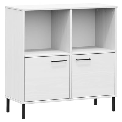 Kirjakaappi metallijaloilla valk. 90x35x90,5 cm täyspuu OSLO