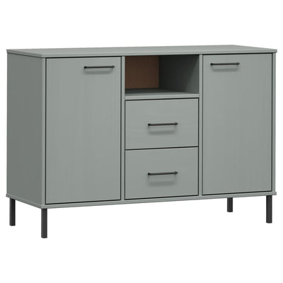 Senkki metallijaloilla harmaa 113x40x77 cm täyspuu OSLO