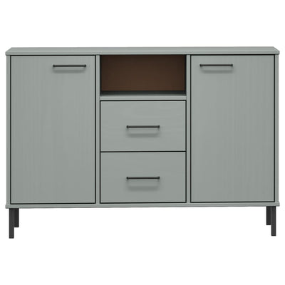 Senkki metallijaloilla harmaa 113x40x77 cm täyspuu OSLO