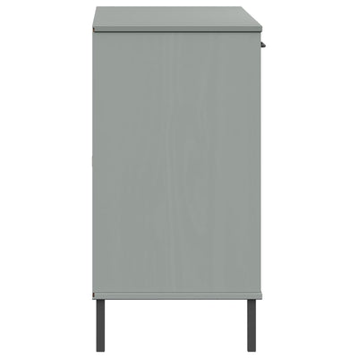 Senkki metallijaloilla harmaa 113x40x77 cm täyspuu OSLO