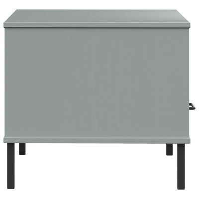 Sohvapöytä metallijaloilla harmaa 85x50x45 cm täyspuu OSLO
