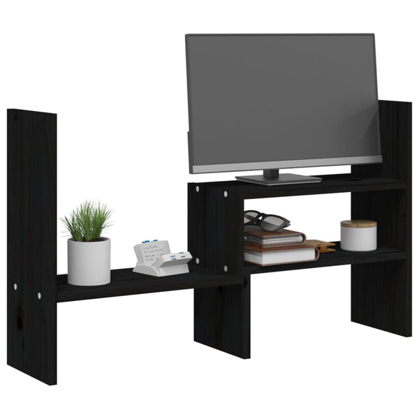 Näyttökoroke musta (39-72)x17x43 cm täysi mänty