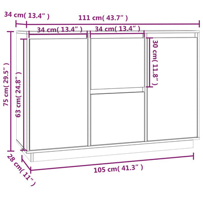 Senkki musta 111x34x75 cm täysi mänty