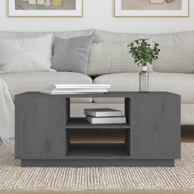 Sohvapöytä harmaa 90x49x40,5 cm täysi mänty