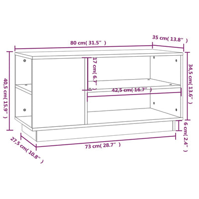 TV-taso 80x35x40,5 cm täysi mänty