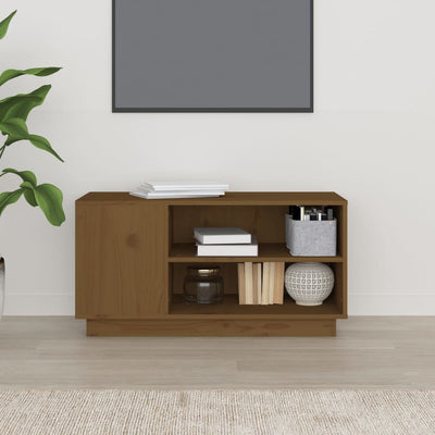 TV-taso hunajanruskea 80x35x40,5 cm täysi mänty
