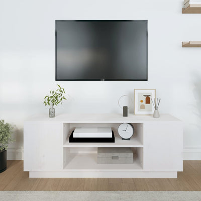 TV-taso valkoinen 110x35x40,5 cm täysi mänty