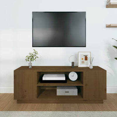 TV-taso hunajanruskea 110x35x40,5 cm täysi mänty