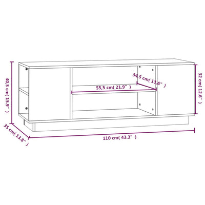 TV-taso musta 110x35x40,5 cm täysi mänty