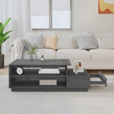 Sohvapöytä harmaa 120x50x40,5 cm täysi mänty