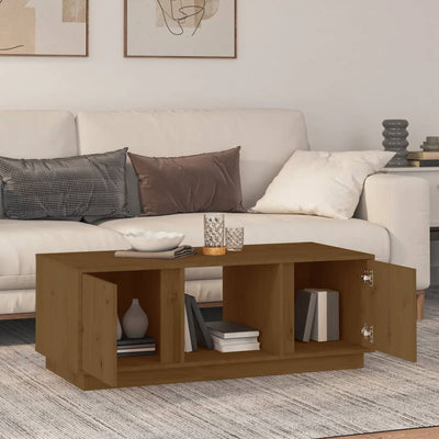 Sohvapöytä hunajanruskea 110x50x40 cm täysi mänty