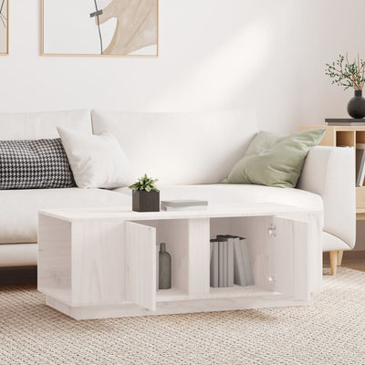 Sohvapöytä valkoinen 110x50x40 cm täysi mänty