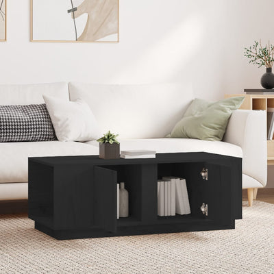 Sohvapöytä musta 110x50x40 cm täysi mänty