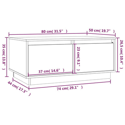 Sohvapöytä harmaa 00x50x35 cm täysi mänty