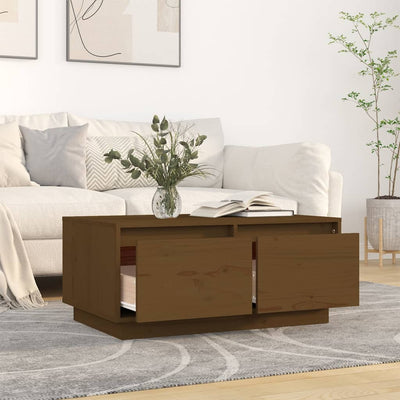Sohvapöytä hunajanruskea 80x50x35 cm täysi mänty