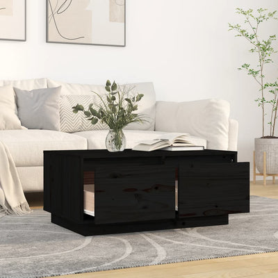 Sohvapöytä musta 80x50x35 cm täysi mänty