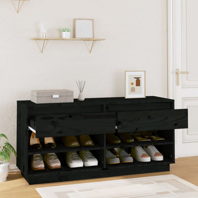 Kenkäkaappi musta 110x34x52 cm täysi mänty