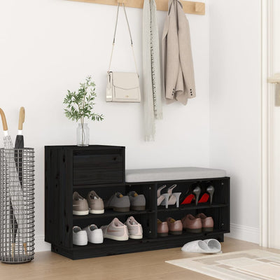 Kenkäkaappi musta 110x34x61 cm täysi mänty