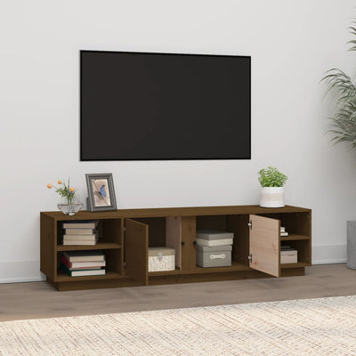 TV-taso hunajanruskea 156x40x40 cm täysi mänty