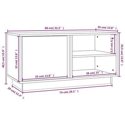TV-taso harmaa 80x35x40,5 cm täysi mänty