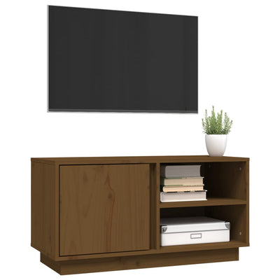 TV-taso hunajanruskea 80x35x40,5 cm täysi mänty