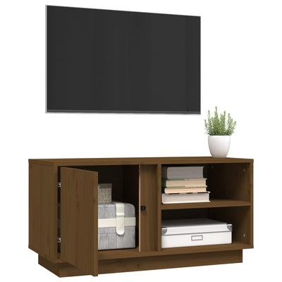 TV-taso hunajanruskea 80x35x40,5 cm täysi mänty